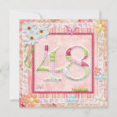 48e verjaardag feest scrapbooking stijl kaart (Voorkant)