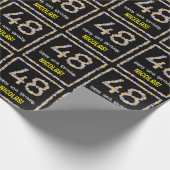 48e verjaardag: Floral Flowers Number, Custom Name Cadeaupapier (Hoek)