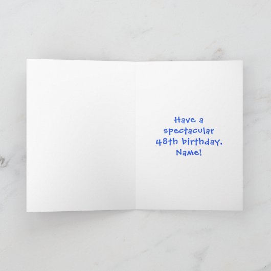 48e verjaardag: Fun Cake and Candles + Custom Name Kaart (Binnen)