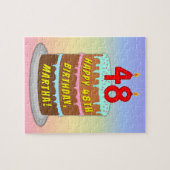 48e verjaardag: Fun Cake and Candles + Custom Name Legpuzzel (Horizontaal)