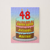 48e verjaardag: Fun Cake and Candles + Custom Name Legpuzzel (Verticaal)