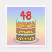 48e verjaardag: Fun Cake and Candles + Custom Name Servet (Voorkant)