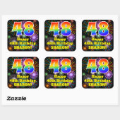48e verjaardag: Fun Fireworks Kijk, regenboog # 48 Vierkante Sticker (Vel)