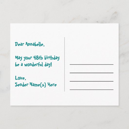 48e verjaardag: Fun Hearts Pattern, Rainbow 48 Briefkaart (Achterkant)