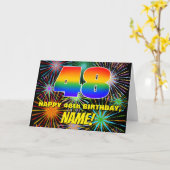 48e verjaardag: Fun, kleurrijk gevuurwerk Kaart (Gele Bloem)