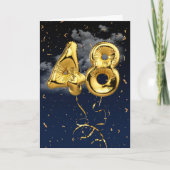 48e verjaardag Gold Mylar ballon en Confetti Card Kaart (Voorkant)