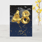 48e verjaardag Gold Mylar ballon en Confetti Card Kaart (Gele Bloem)