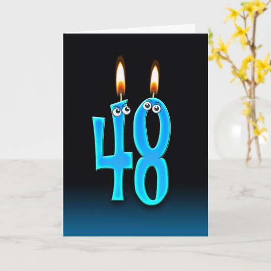 48e verjaardag kaarsen kaart (Gele Bloem)