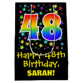 48e verjaardag: Kleurrijke Sterren Patroon & Regen Medium Cadeauzakje (Achterkant)