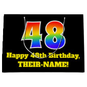 48e verjaardag ~ Leuk, Kleurrijk, Levendig, Regenb Groot Cadeauzakje (Voorkant)