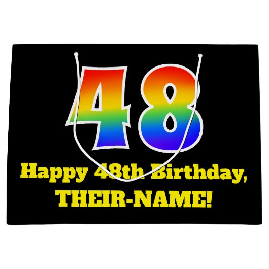 48e verjaardag ~ Leuk, Kleurrijk, Levendig, Regenb Groot Cadeauzakje (Voorkant)