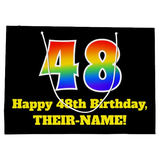 48e verjaardag ~ Leuk, Kleurrijk, Levendig, Regenb Groot Cadeauzakje (Achterkant)