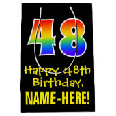 48e verjaardag: Leuk, Vet, Kleurrijk, Regenboog "4 Medium Cadeauzakje (Voorkant)