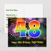 48e verjaardag - Leuk vuurwerkpatroon + Regenboog Briefkaart (Voorkant / Achterkant)