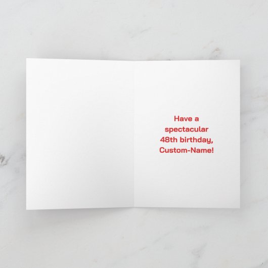 48e verjaardag: Leuke regenboog #, Aangepaste naam Kaart (Binnen)