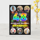 48e verjaardag: Leuke regenboog #, Aangepaste naam Kaart (Gele Bloem)