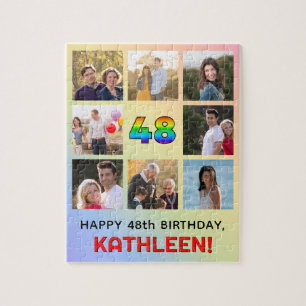 48e verjaardag: Leuke regenboog #, Aangepaste naam Legpuzzel