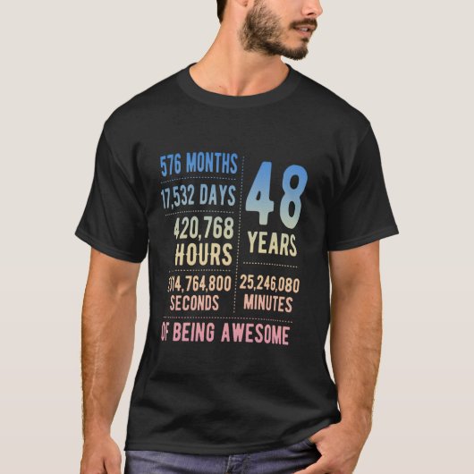 48e Verjaardag Mannen Vrouwen Grappig 48 jaar T-shirt (Voorkant)