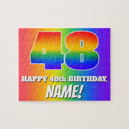 48e verjaardag — Meerkleurig regenboogpatroon "48" Legpuzzel