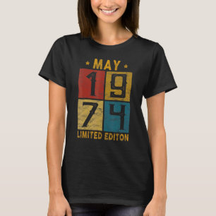 48e verjaardag mei 1974, geboren in 1974 48 jaar t-shirt