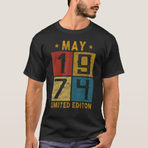 48e verjaardag mei 1974, geboren in 1974 48 jaar t-shirt