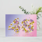 48e verjaardag, met bloemen letters kaart (Staand voorkant)