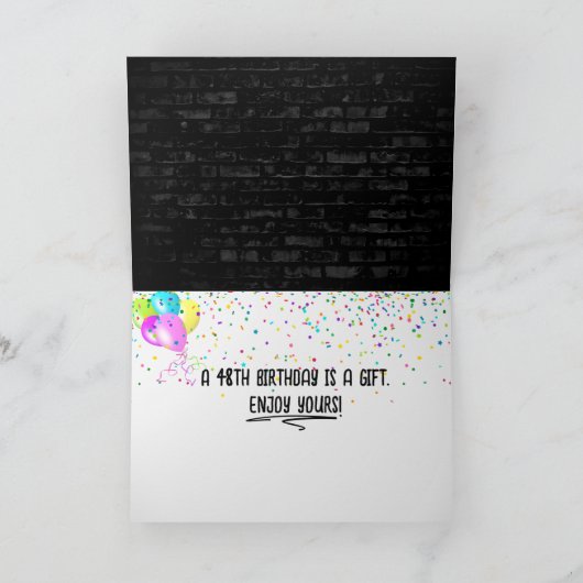 48e verjaardag Neon Sign On Brick Wall Kaart (Binnen)