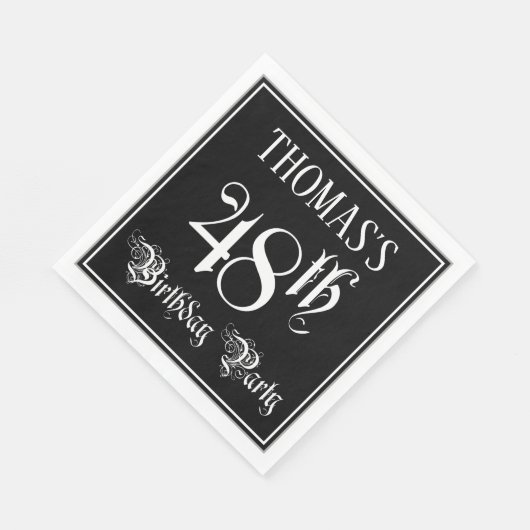 48e verjaardag Partij — Fancy Manuscript + de Naam Servet (Hoek)