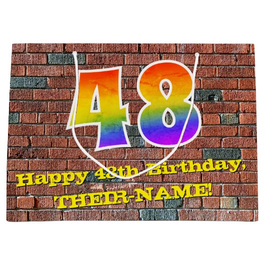 48e verjaardag: Plezier, op graffiti geïnspireerde Groot Cadeauzakje (Voorkant)