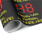 48e verjaardag: Red Digital Clock Style "48" + naa Cadeaupapier (Rol Hoek)