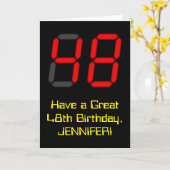 48e verjaardag: Red Digital Clock Style "48" + naa Kaart (Gele Bloem)
