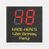 48e verjaardag: Red Digital Clock Style "48" + naa Servet (Voorkant)
