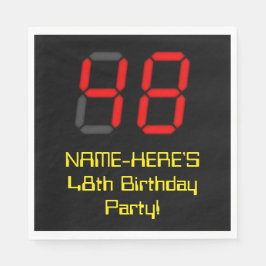 48e verjaardag: Red Digital Clock Style "48" + naa Servet