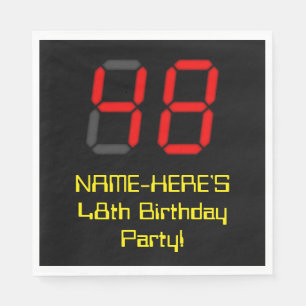 48e verjaardag: Red Digital Clock Style "48" + naa Servet