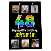 48e verjaardag: Regenboog "48", aangepaste foto's  Medium Cadeauzakje (Achterkant)