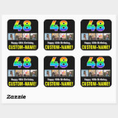48e verjaardag: Regenboog "48"; Aangepaste foto's  Vierkante Sticker (Vel)