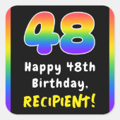 48e verjaardag: Regenboogspectrum # 48, Aangepaste Vierkante Sticker (Voorkant)