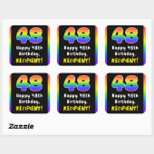 48e verjaardag: Regenboogspectrum # 48, Aangepaste Vierkante Sticker (Vel)