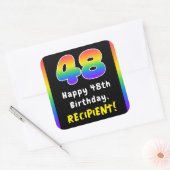 48e verjaardag: Regenboogspectrum # 48, Aangepaste Vierkante Sticker (Envelop)