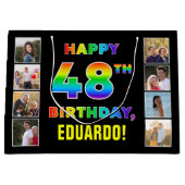 48e verjaardag: Regenboogtekst, aangepaste foto's  Groot Cadeauzakje (Voorkant)