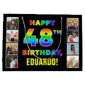 48e verjaardag: Regenboogtekst, aangepaste foto's  Groot Cadeauzakje (Achterkant)