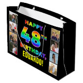 48e verjaardag: Regenboogtekst, aangepaste foto's  Groot Cadeauzakje (Achterkant Gekanteld)