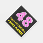 48e verjaardag: Roze strepen en hart "48" + naam Servet (Hoek)