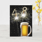 48e Verjaardag Sparklers Met Bier Mok Kaart (Gele Bloem)