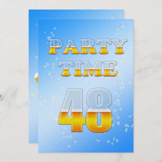48e verjaardag uitnodiging met bier (Voorkant / Achterkant)