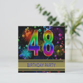 48e verjaardag Uitnodiging met bubbels (Staand voorkant)
