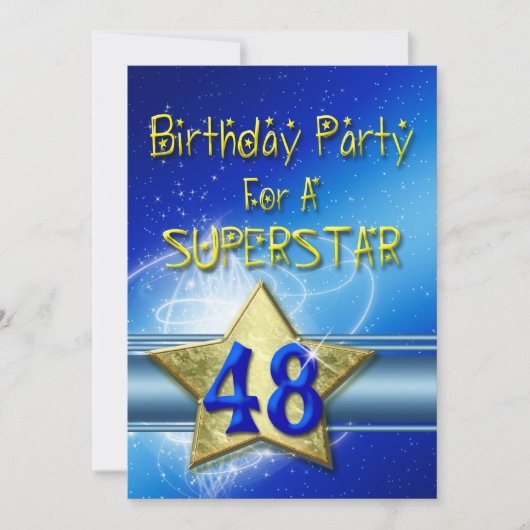 48e verjaardag Uitnodiging voor een Superstar. (Voorkant)
