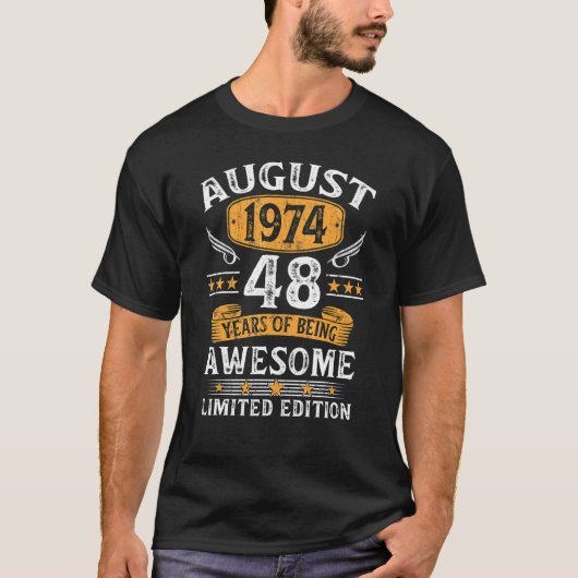 48e verjaardag van de 48e augustus 1974 48 t-shirt (Voorkant)