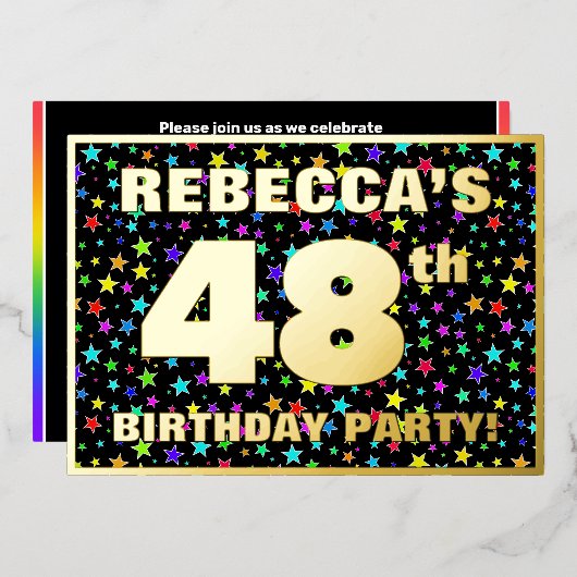 48e verjaardag van de gevechtsdag - Fun, kleurrijk Folie Uitnodiging (Voorkant / Achterkant)