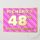 48e verjaardag van de opstand - vuurroze harten en folie uitnodiging (Voorkant)